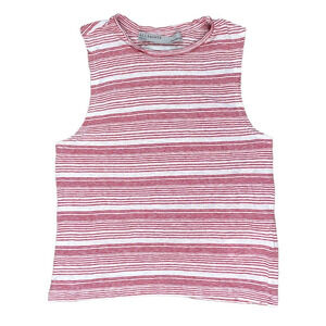 AllSaints Womens Eli Striped Cropped Tank Top Linen Viscose Red White Size Small